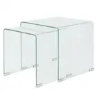 Nesting Table Set 2 Pcs Tempered Glass Coffee Side Tables Nightstand Furniture