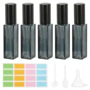 5 Pcs 10ml Travel Perfume Bottle with 3 Pcs Refill Tool, Labels, Blue/Black