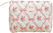 [Vriusi] Cosmetic Travel Bag, Large Toiletry Organizer, Floral Travel Bag, Quilted Makeup Storage, Aesthetic Cosmetic Bag, Travel Makeup Storage, Floral Quilted Bag,, Pink 2, Se référer au descriptif, Refer to