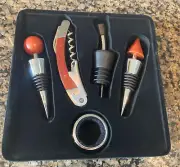 New Wine Bottle Opener 5 Piece Set Corkscrew Stopper Pourer Drip Collar Kit
