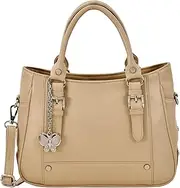 [butterflies] Women Stylish and Modern Handbag (Cream) (BNS 0720CRM), Cream, M