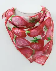 Retro Pinup Strawberry love White Satin Stripe Strawberries Scarf Headband