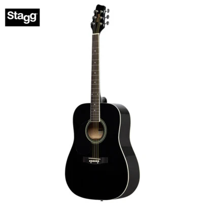 Stagg SA20D LH-BK Full Size Dreadnought Student Acoustic Guitar Black LEFT HAND