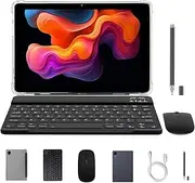 A2 Tablet, 10.1 Inch Android 14 Tablet, 8GB(4+4)+128GB Expandable 1TB, 5M+8M Dual Camera, 6000mAh (A2 + Black Keyboard Kit)