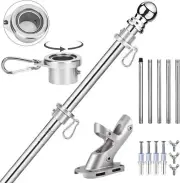 6 FT Flag Pole Kit - Stainless Steel Flagpole with No-Tangle Ring Clips