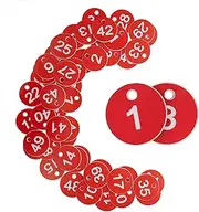 StayMax Plastic ID Number Tags Engraved Tags Key Tags Without Key Rings (1-100, Red)