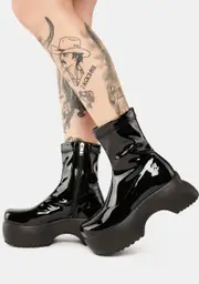 [ZEMETA] Dark Ink Gloss Boots