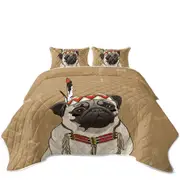 Cute Native American Chief Pug Coverlet