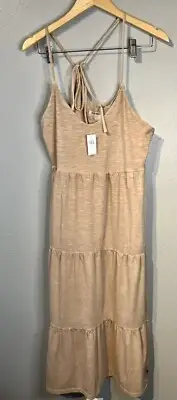 Old Navy Dress Womens Medium Tiered Midi Swing Tan Brown New With Tags