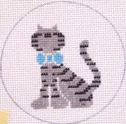 Tabby Cat Ornament Hand Painted Needlepoint Canvas