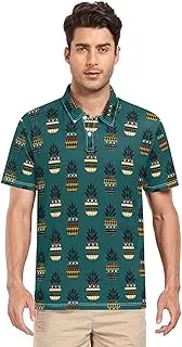 [ZZXXB] Ethnic Pineapple Men's Polo Shirts Short Sleeve Quick Dry Athletic Outdoor Sports Golf Shirts S-XXL