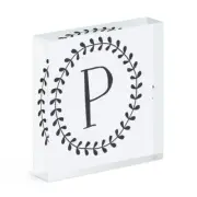 Letter P Floral Wreath Alphabet Acrylic Photo Block Frame Flowers
