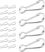 Abaodam 20pcs Stainless Steel Hook Lanyards Snap Clip Hook Flagpole Clips for Flag Snap Buckles Clip for Purse Pull Clips Pull Badge Holder Clasp Flag Pole Clamps Silver