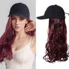 Wine Red Long Straight Hair -piece Adjustable Hat Wig Travel