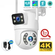8MP WiFi Camera Dual Lens 5X Zoom Night Vision Auto Tracking Security Protection