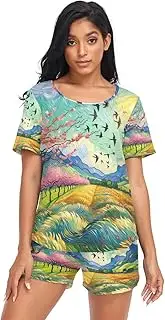 [RPLIFE] Spring Beauty Pajama for Womens, Summer Pajama Short, Spring Beauty, Medium