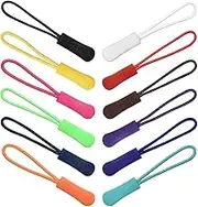120Pcs 12 Color Colorful Zipper Pulls Nylon Cord Zipper Tag Extension Pulls Fixer Cord Tag Replacement for Clothes Luggage Backpacks Jackets Handbag Tents