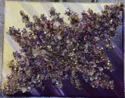 ~Gold and Deep Purple~✨Glitter, Crushed/Broken Glass, Painting, Abstract Art⭐️