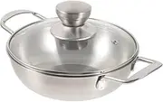 Milisten Mini Portable Outdoor Pot Stainless Steel Pot Cooking Tool for Camping Shabu Pan