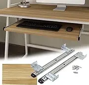 Under Desk Keyboard Tray Desk Extender, Keyboard and Mouse Tray Desk Extension - Keyboard Tray Storage Shelf - Under Desk Installation(Teak,700Mm*270Mm)