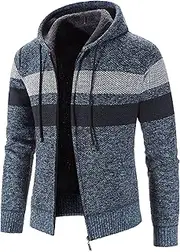 [Generic] Men's Full Zip Hooded Sweater Cardigans Hoodies Fleece Lined Cardigan for Men Male Zip Up Hoodie Cardigan