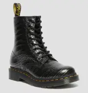 Dr Martens 1460 Wild Croc Embossed Leather Boots Women’s US 7 Gunmetal $150