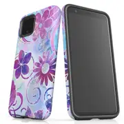 For Google Pixel 4 Case Tough Protective Cover Flower Swirls