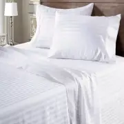 1000 OR 1200 Thread Count 100% Cotton Sheets White Stripes Select Item