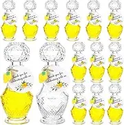 Chuangdi 16 Sets Mini Limoncello Glass Bottle Lemon Party Favors 1.7 oz Empty Limoncello Bottles with Lids Mini Lemon Pendants Tags for Homemade Brewing Wedding Bridal Party Gifts(Elegant)