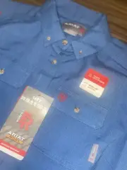 NWT Ariat FR Air Knit Work Shirt Womens Large Blue Long Sleeve Button Up Cat 2