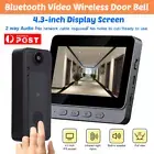 Auto Recording 4.3" Bluetooth Video Intercom Wireless Door Bell Camera Monitor
