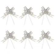 100Pcs 13" Pull Bows Ribbon Gift Wrapping String Decorative Bow Tie Silver Tone
