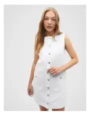 [Seed Heritage] Denim Button Down Mini Shift Dress in White