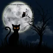Black Cat, Owl, Full Moon, Halloween ~ Counted Cross Stitch Pattern