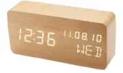 Wood Digital Alarm Clock Desk Time DateMM/DD/YY Day of The Week Temperature N...