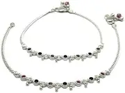 [Generic] 925 Sterling Silver Anklet with Natural Freshwater Pearl Beads, 26.2 cm Length, 26.5 g