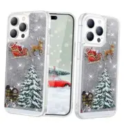 Glitter Christmas Case for iPhone 15 Pro Max Bling Case Christmas Tree Silver