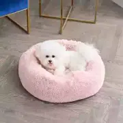 Juicy Couture Devon Faux Fur Pink Small Taupe Round Pet Bed for Dogs and Cats