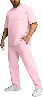 [ANOTWENER] Men's Lounge Short Sets 2 Piece Outfits Track Suits for Mens Casual Short Sleeve Pajamas Sweatsuit Set