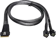 cablecc PCI-E Ultraport Slimline SAS Slim 4.0 SFF-8654 8i 74pin to Dual SFF-8643 4i Mini SAS HD Cable PCI-Express