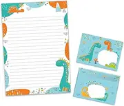 Writing Paper Set Letter Pad with Envelope for Boys Girls Children Dinosaurs Turquoise (A4 Pad with 25 Sheets + 15 Envelopes)