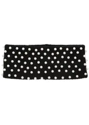 Lele Sadoughi Black Faux Pearl-embellished Ribbed Headband ONE SIZE