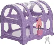 HONITANO Plastic Pirate Treasure Chest Storage Box with Lock Decorative Keepsake Box for Parties and Organization Medium Purple with Transparent Lid