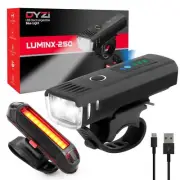 Bike Bicycle Light Set / Single USB Rechargeable 4 Modes Daylight Sensor By DYZI