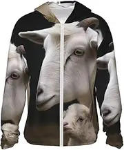 [LHBWCVN] UPF 50+ Light Jacket Full Zip Sun Protection Hoodie for Women Men Long Sleeve Cute Sheep with Mother Sun Shirts