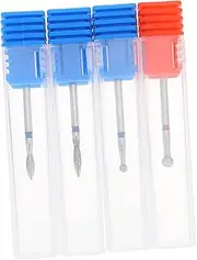 Happyyami 4Pcs Cuticle Drill Bits Set for Professional Nail Care Durable Tungsten Nail Drill Tools Compatible with Electric Nail Drill Machines for Salons Home Use