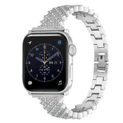 Catzon Bling Gypsophila Diamond Stainless Steel Watch Strap for iWatch Series 7/6/5/4/3/2/1/SE-Silver