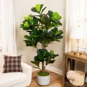 Northlight 74 Dark Green Artificial Fiddle Leaf Fig Potted Tree