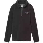 Victoria's Secret PINK Sherpa Boyfriend Quarter Zip Pullover Round Zip Gray XS