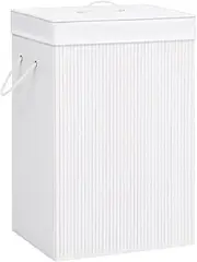 [vidaXL] Bamboo Laundry Basket Home Bathroom Washroom Lightweight Portable Hamper Washing Clothes Storage Bag Bin with Open Bottom White